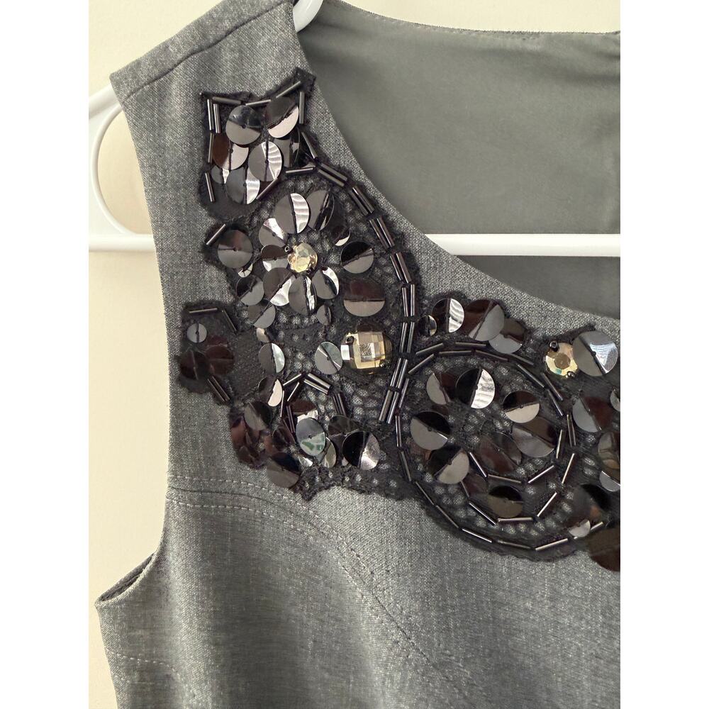 Diane Von Furstenberg Bejeweled Career Wear Sheath Dress Gray 2 - Picture 3 of 5